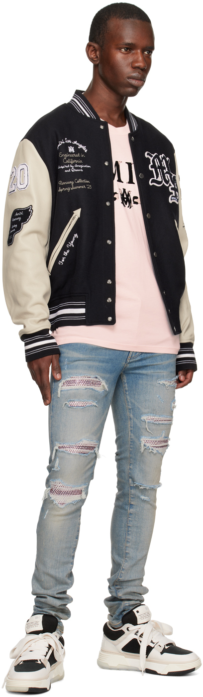 Black oversized varsity bomber jacket