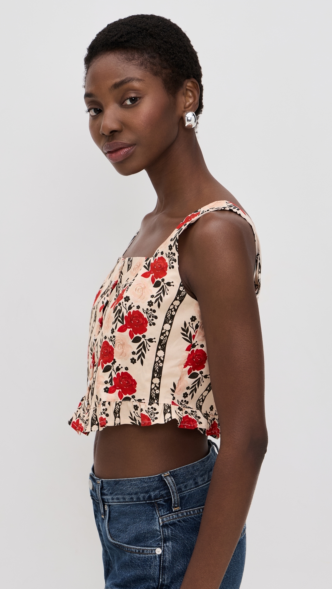 The Slilent Front Bustier Top Beige Laced In Bloom