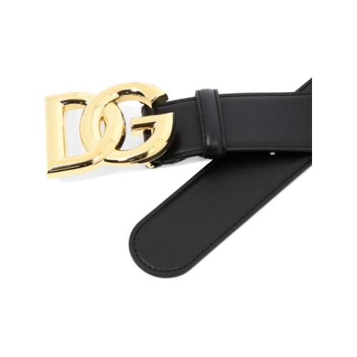 Logo-plaque buckle-fastening belt