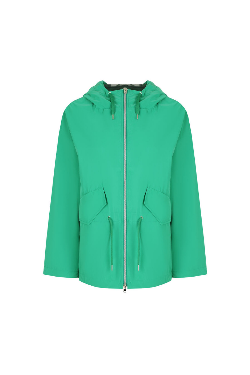 Hooded Nylon Raincoat Jacket — Green