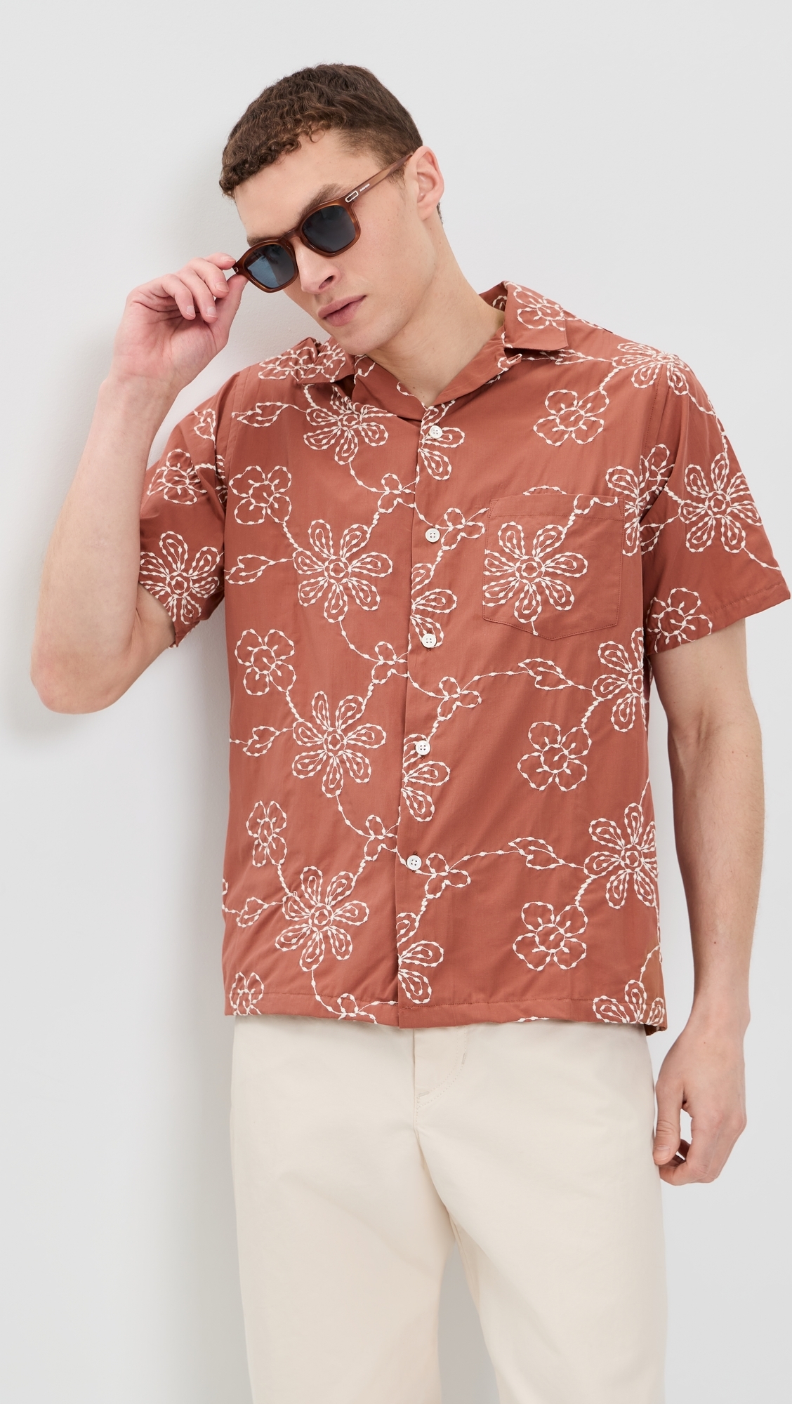 Compota Camp Shirt Terracotta/White