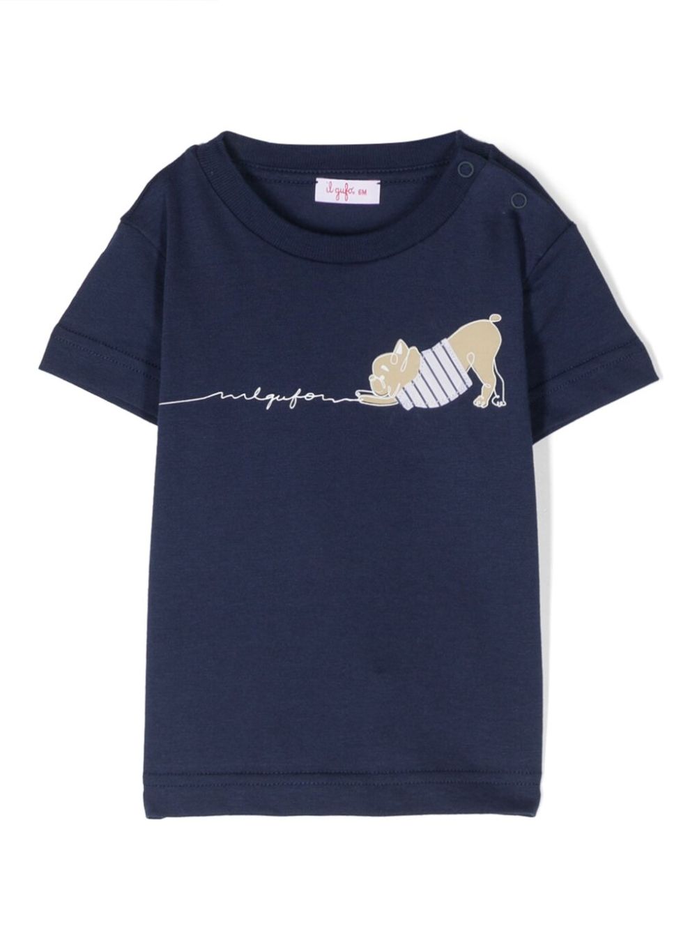 Dog-print cotton T-shirt - Blue