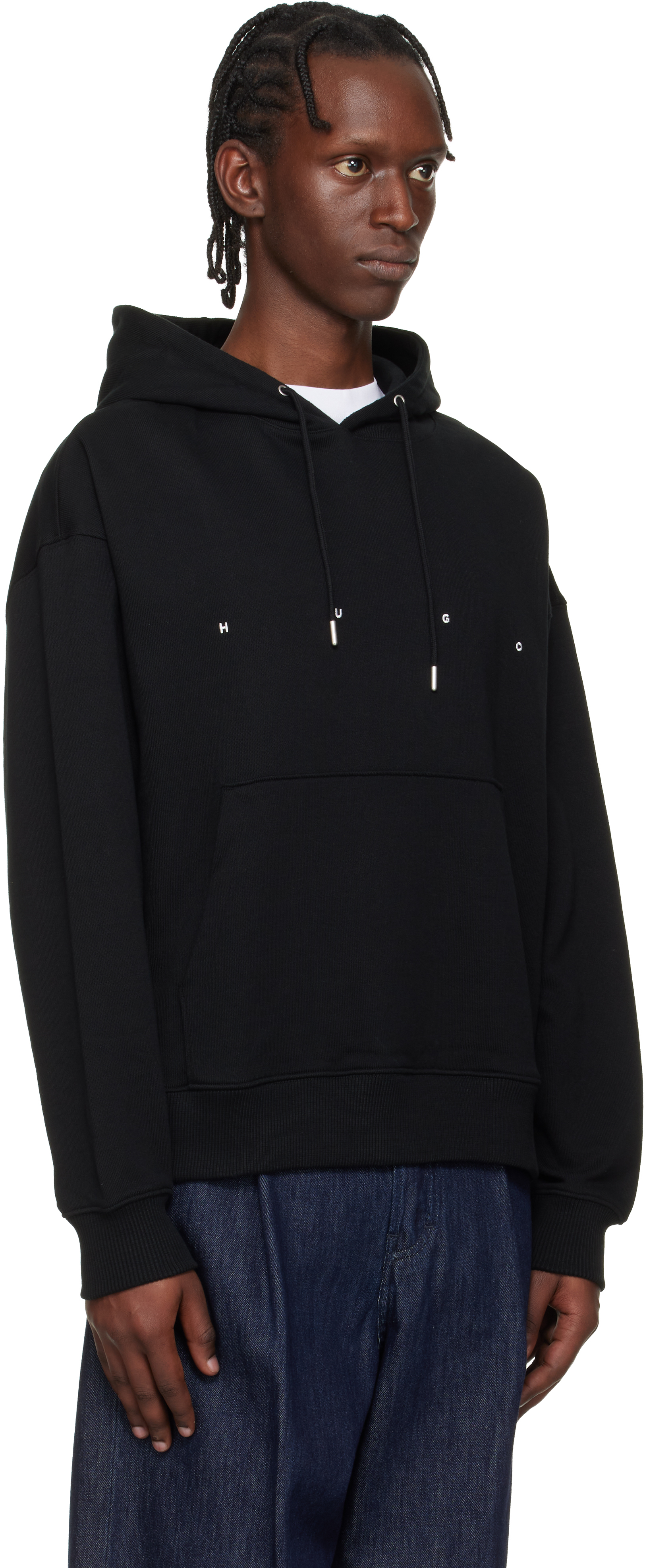 Black Oversized-Fit Graphic Print Hoodie