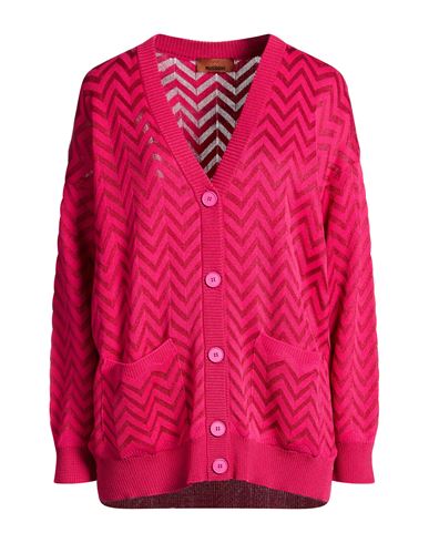 Woman Cardigan Fuchsia Size 4 Cotton, Viscose, Elastane, Polyamide