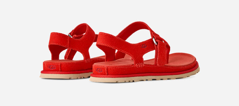 ® Women's GoldenGaze Toe Post Suede Sandals in Red Pepper