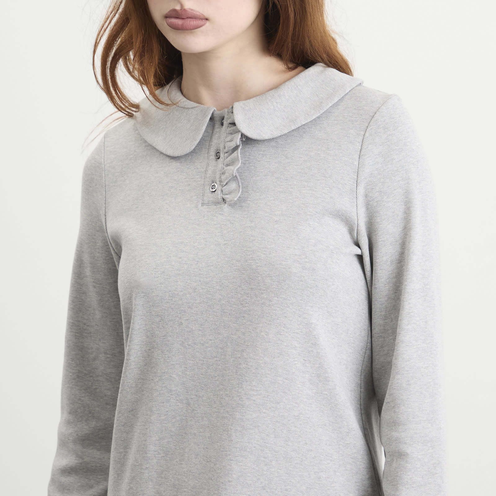 Women's Polo Mini Long Sleeve Pleat Dress in Grey