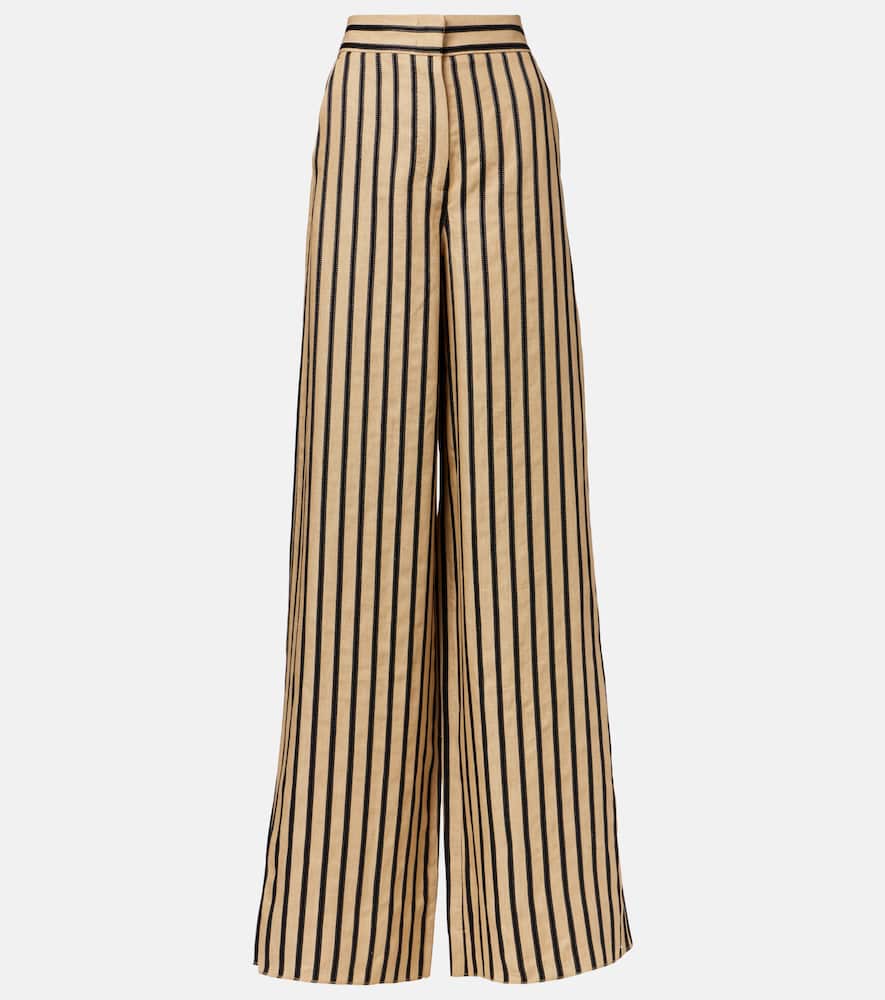 Cestino linen and cotton-blend palazzo pants
