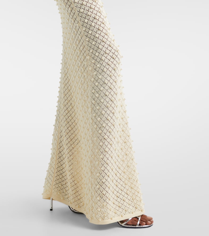 Crochet embellished turtleneck gown