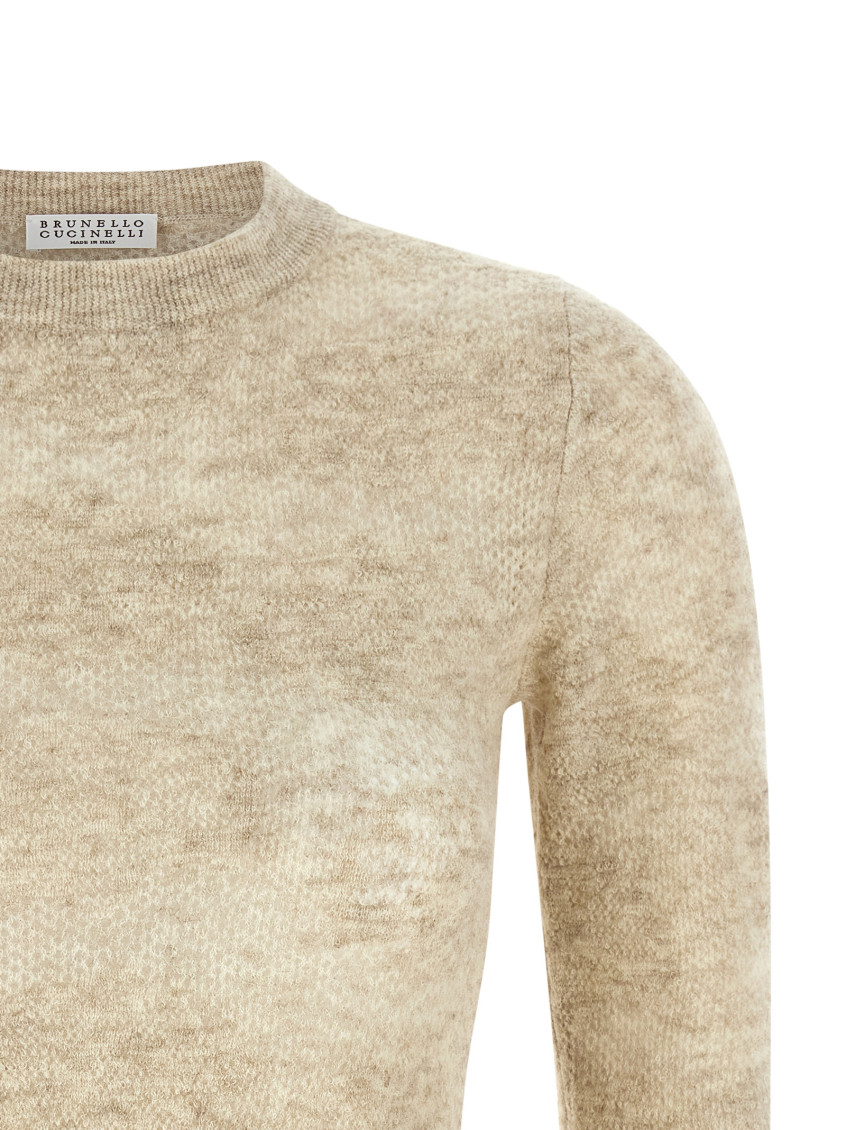 Brunello Cucinelli - flower lace knit silk alpaca sweater