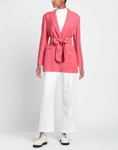 Woman Blazer Coral Size 10 Viscose, Linen