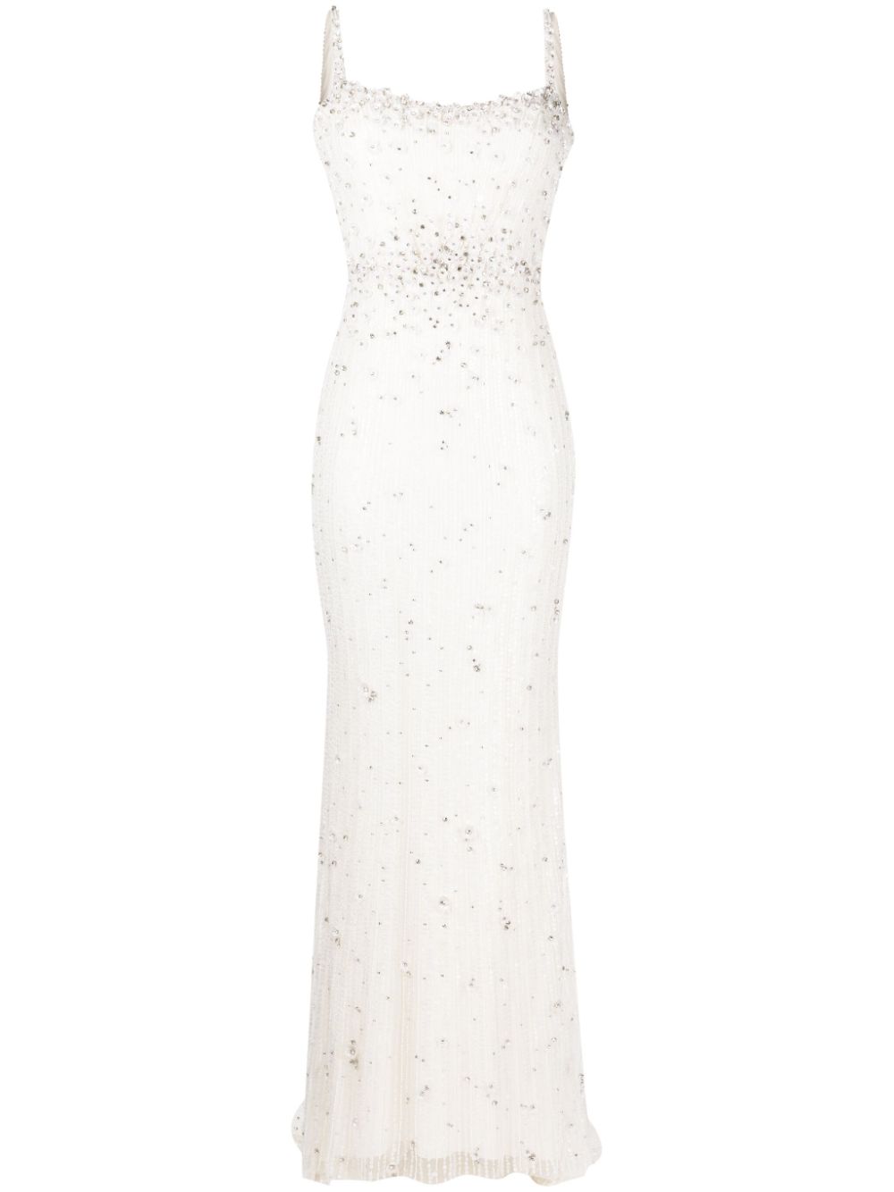 Kabla floral-sequin bridal gown - White