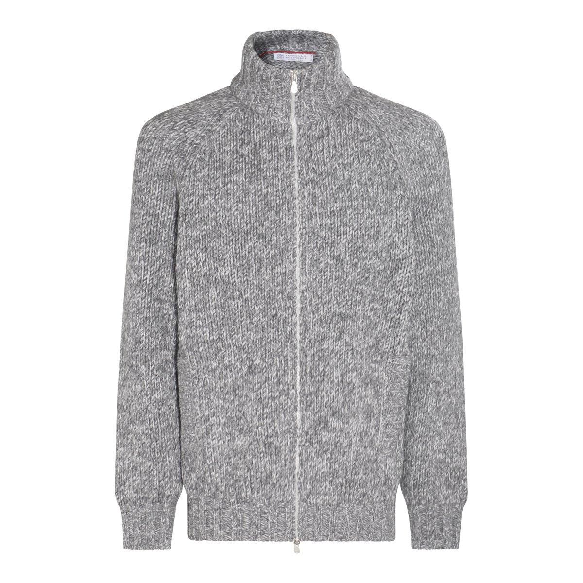 Raglan-sleeves zip-up cardigan - Grey