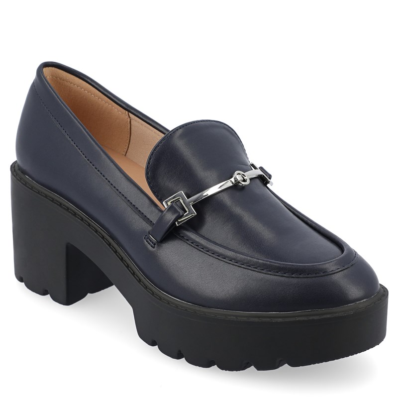 Women's Kezziah Block Heel Loafers (Navy Synthetic)