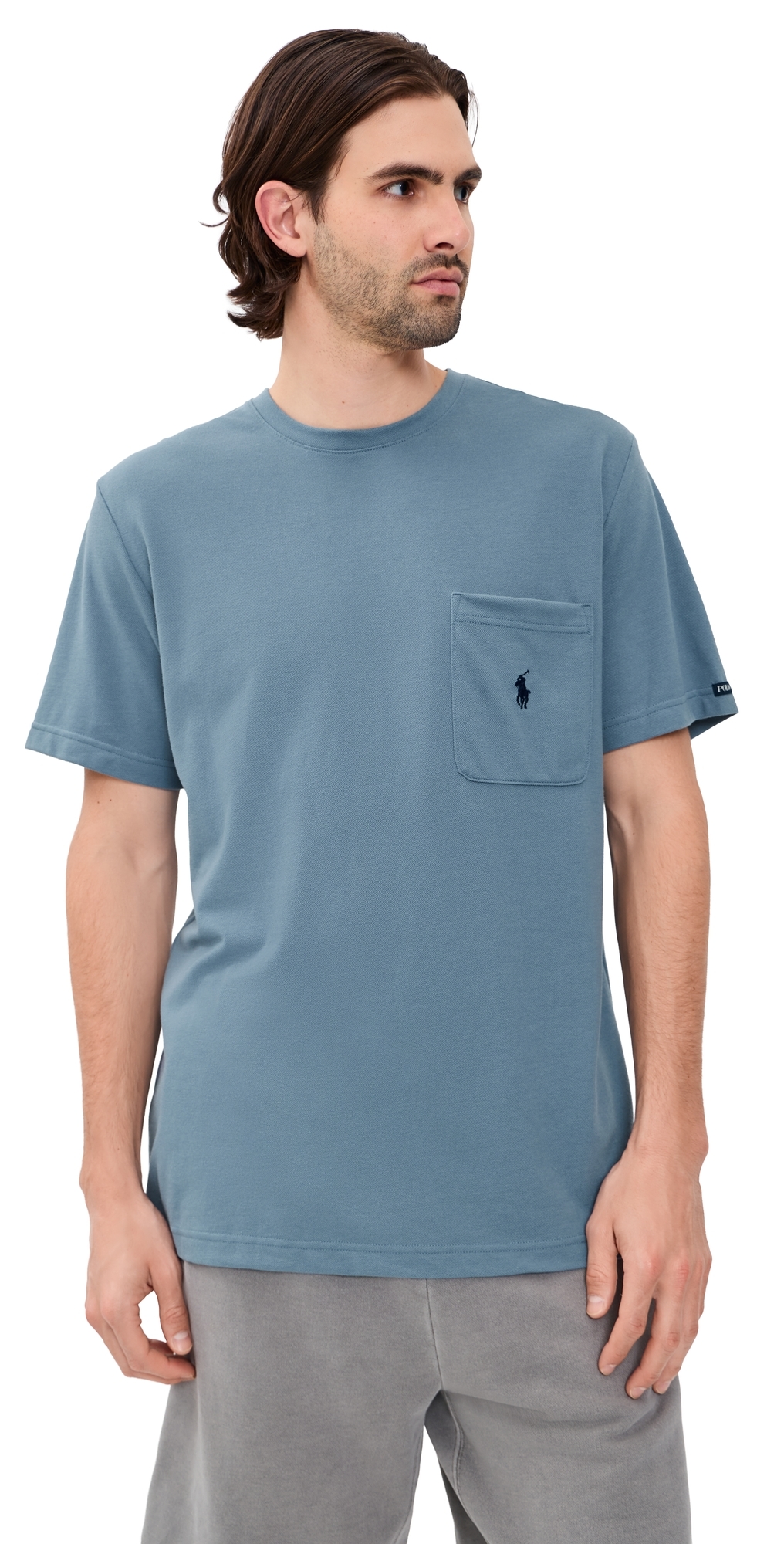 Feather Weight Mesh Pocket Crew Tee Bluestone/Cruise Navy PP