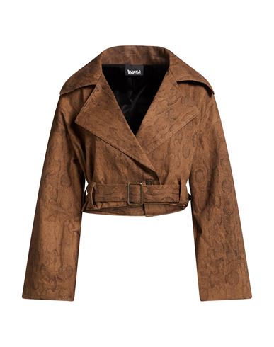 Woman Jacket Dark brown Size S Cotton, Elastane