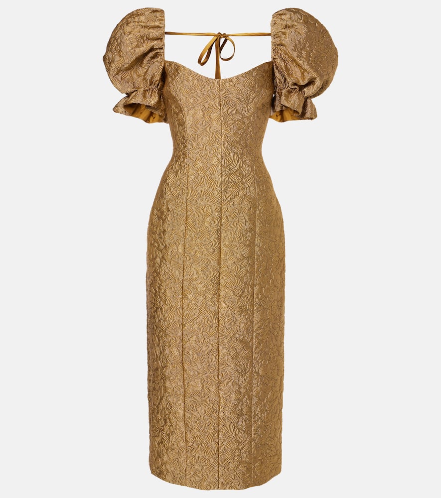 Markarian Yolanda floral off-shoulder brocade gown