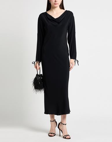 Woman Maxi dress Black Size 4 Acetate, Silk