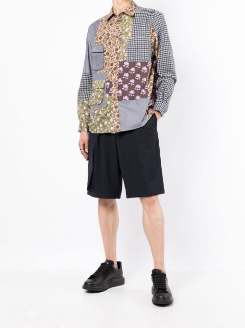 Patchwork long-sleeve shirt