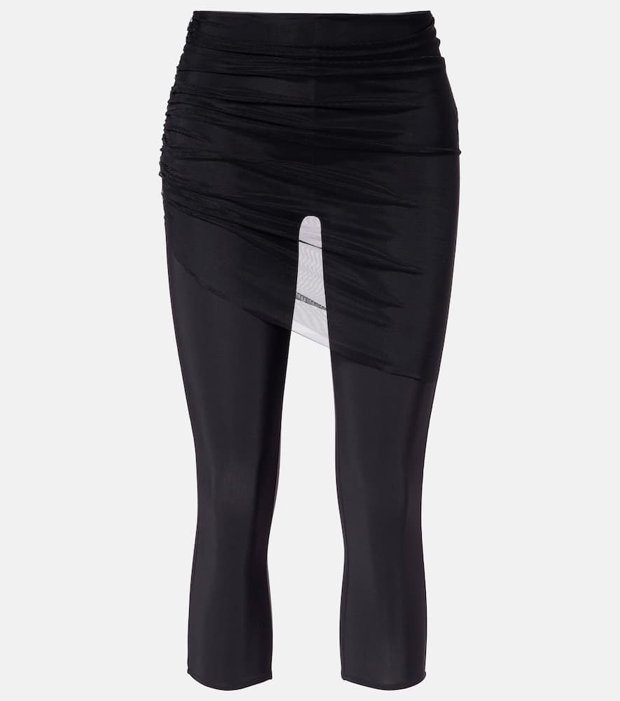 Cropped tulle-trimmed leggings