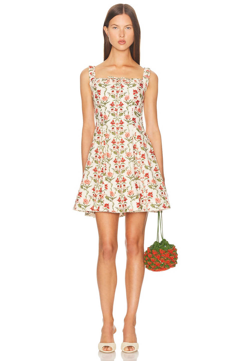 Agua by Agua Bendita Moriche Canna Dress in Multicolor - White,Rose.  M also in
