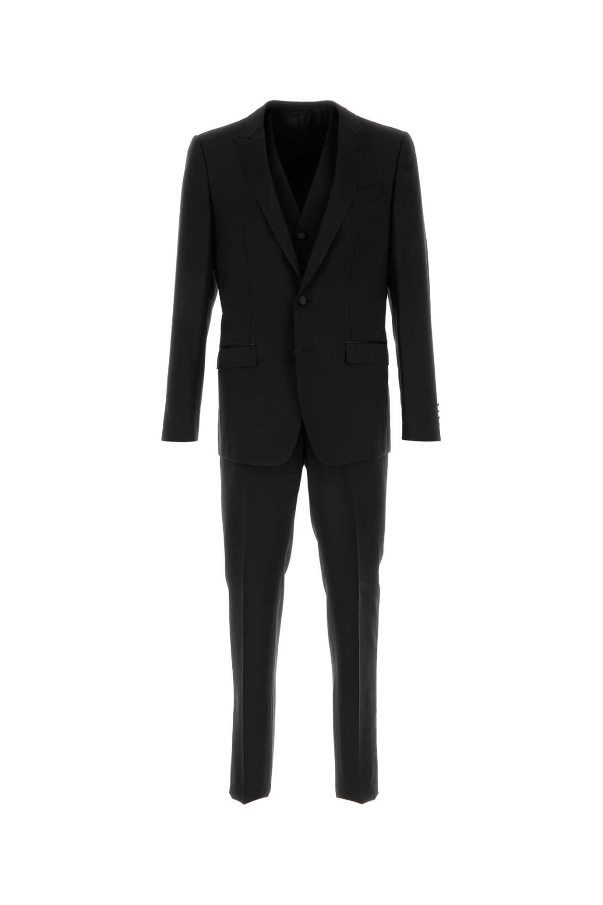 Virgin Wool Pant Suit — Black