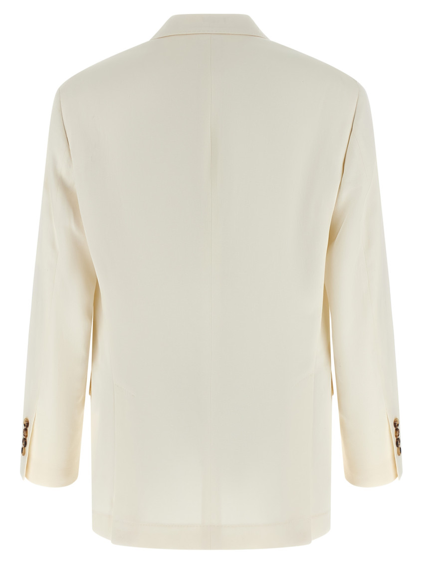 Linen Silk Blazer White
