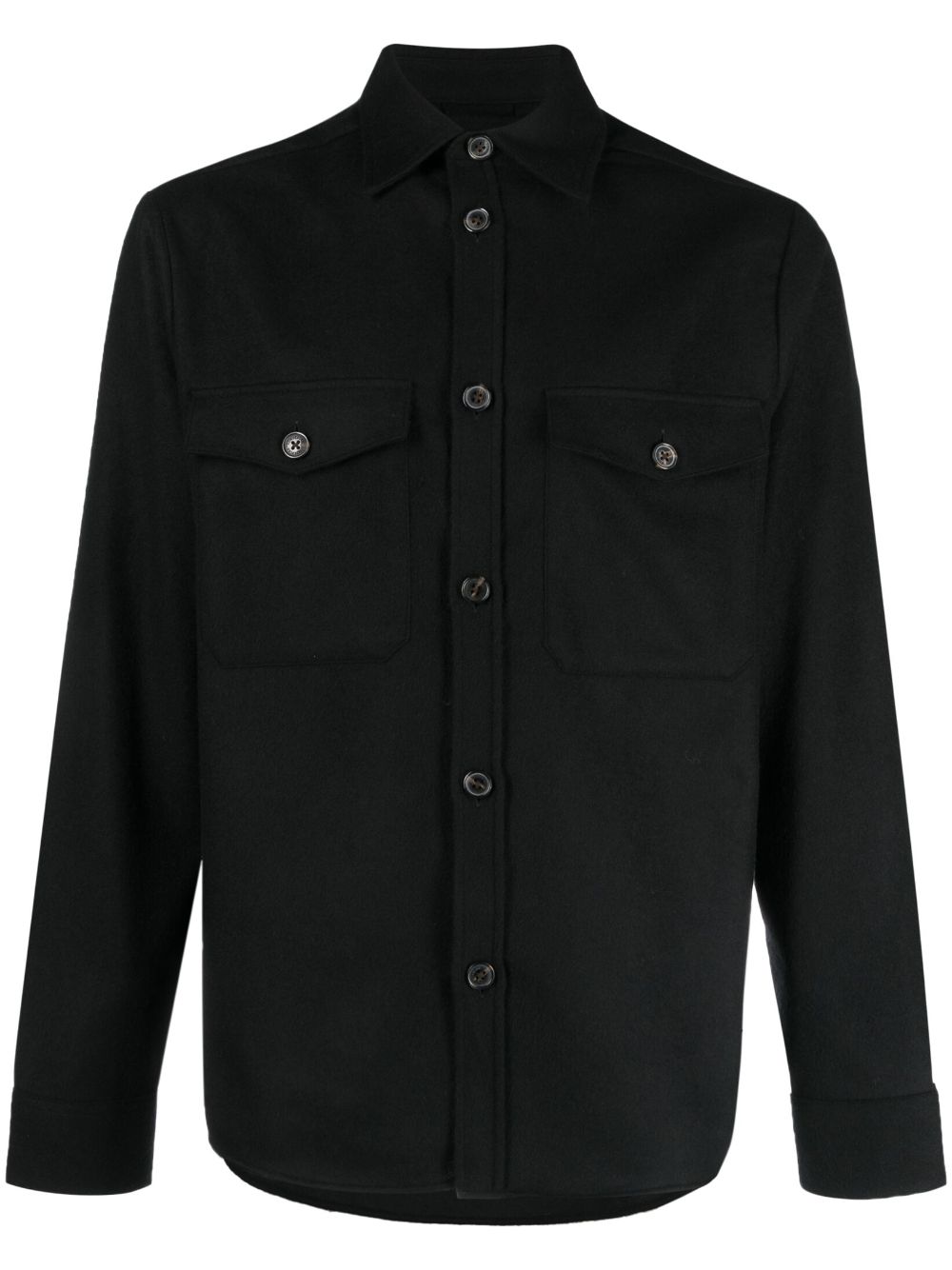 Button-up knitted shirt - Black