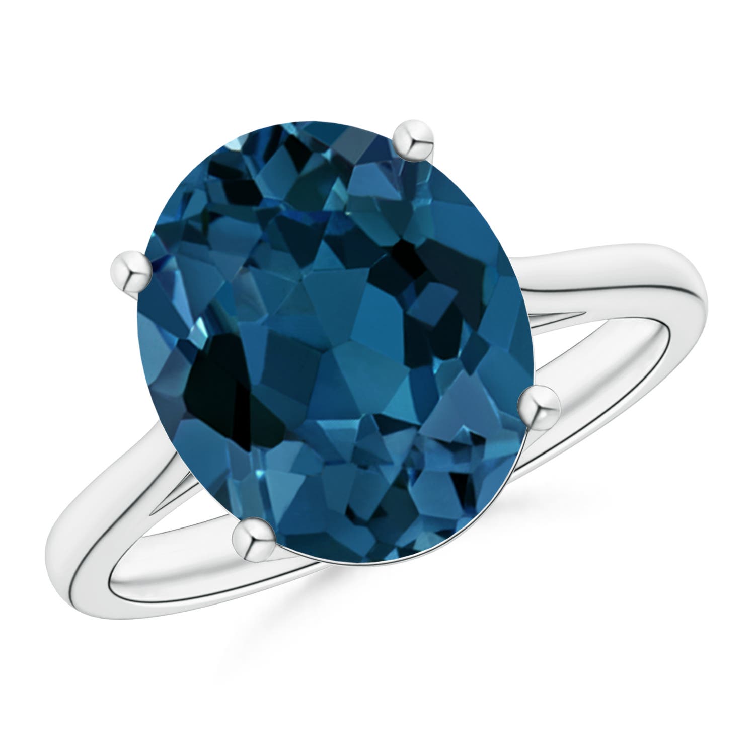 Angara 5.6 Carats Oval Solitaire London Blue Topaz Cocktail Ring in Silver
