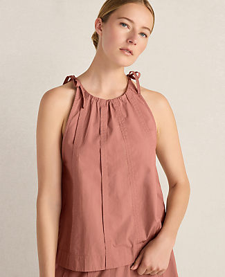 Ann Taylor Haven Well Within Organic Cotton Poplin High Neck Top