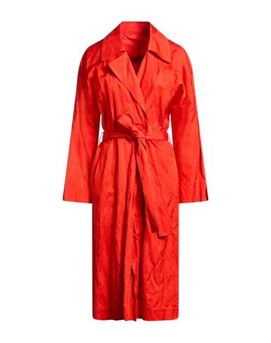 Woman Overcoat & Trench Coat Red Size 4 Viscose, Cotton, Metal
