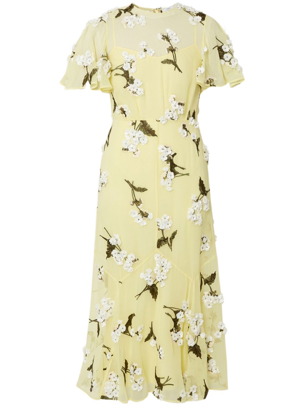 Short-sleeve midi dress - Yellow