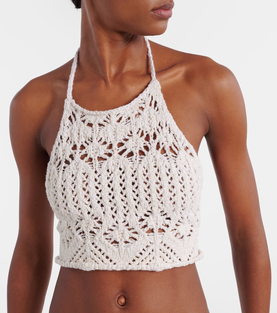 Lagoon Romance cotton-blend crochet crop top