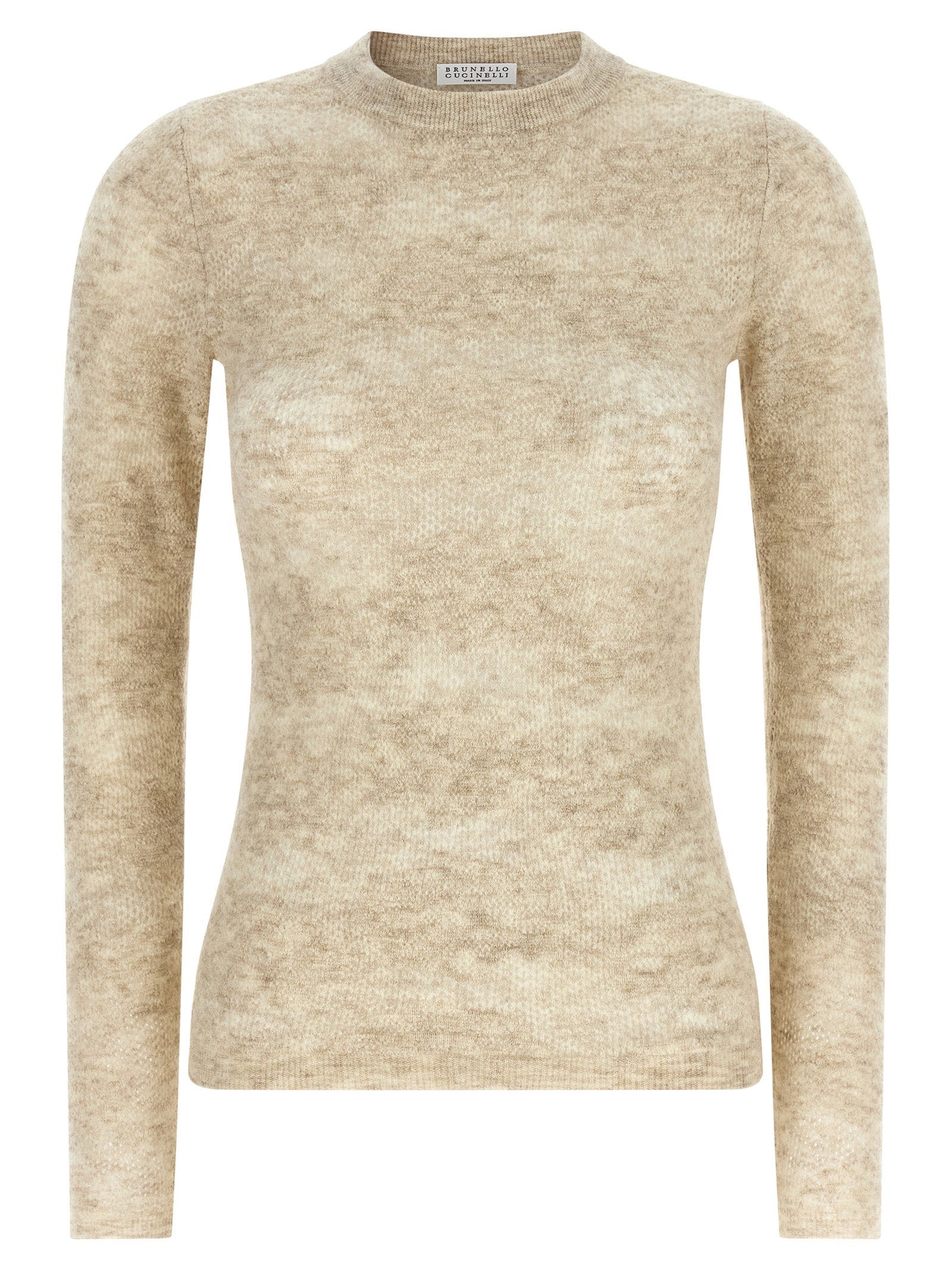 Perforated Silk and Alpaca Sweater — beige