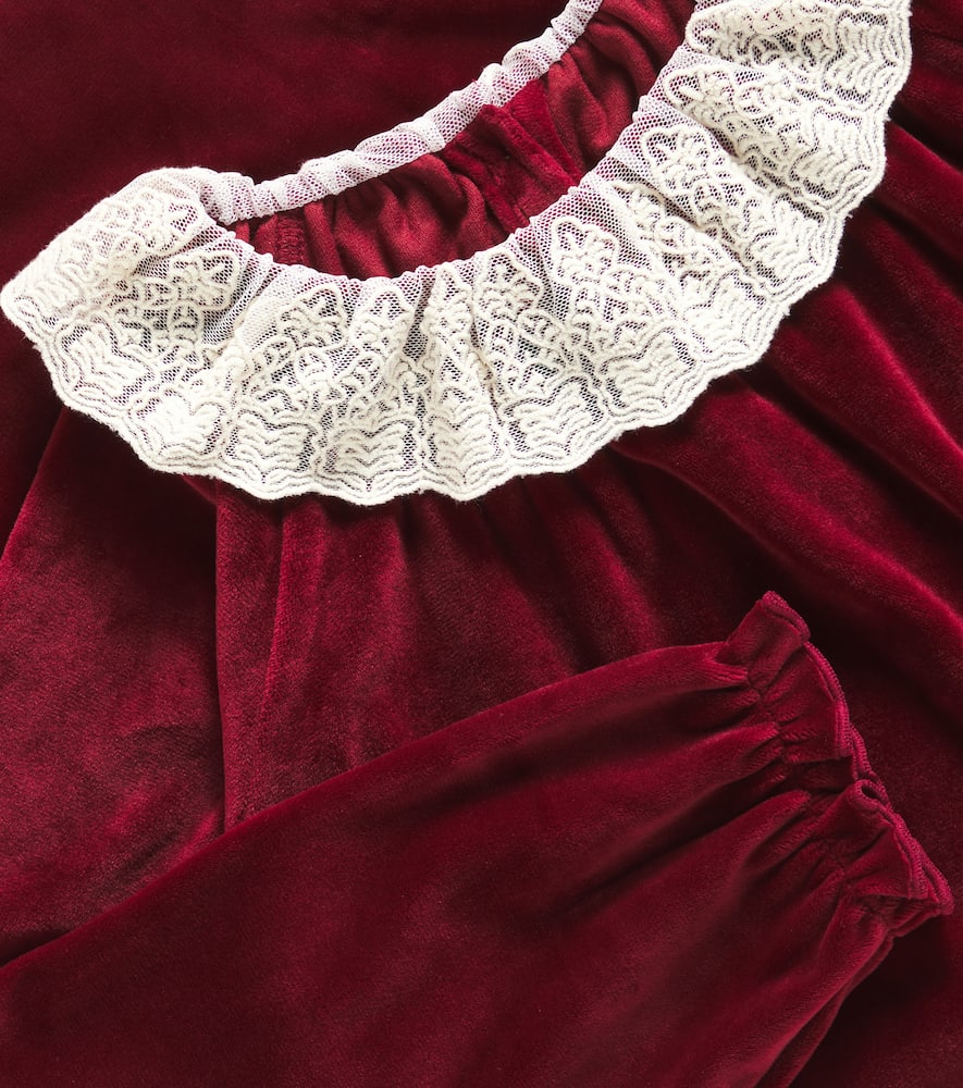 Konges Sløjd Venola lace-trimmed velvet dress