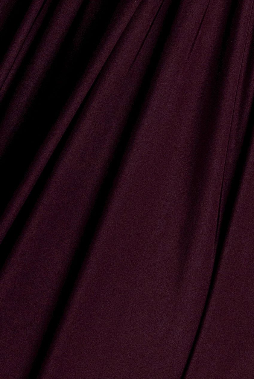 Goddiva Gathered Shoulder Wrap Neck Draped Waist Maxi Dress In Burgundy