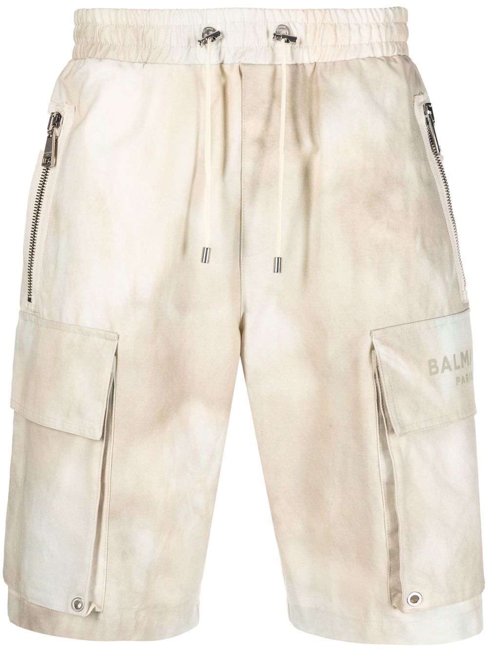 Faded-effect cotton cargo shorts - Neutrals