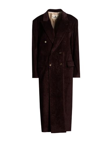 Woman Coat Dark brown Size 2 Cotton, Viscose, Elastane