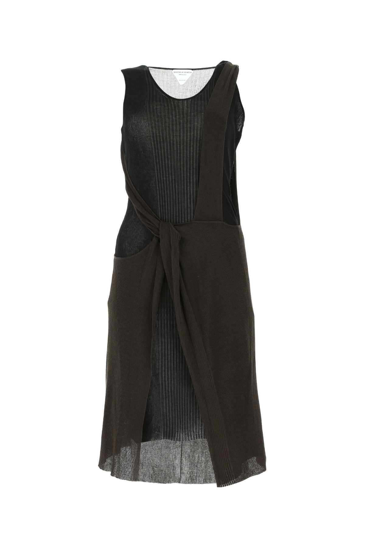 Bicolour sheer rib-knit dress