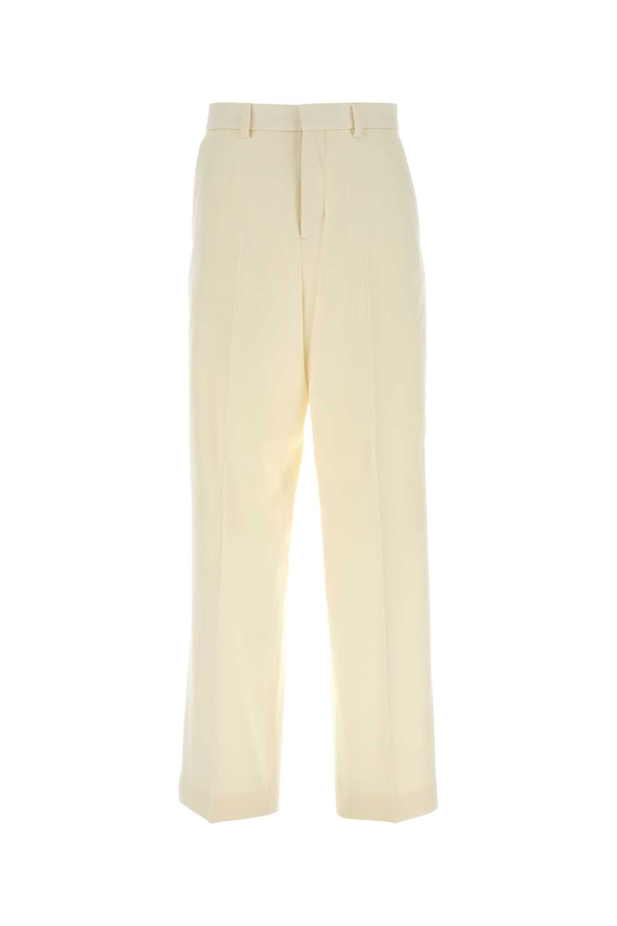 Virgin Wool Wide-Leg Trouser — Ivory