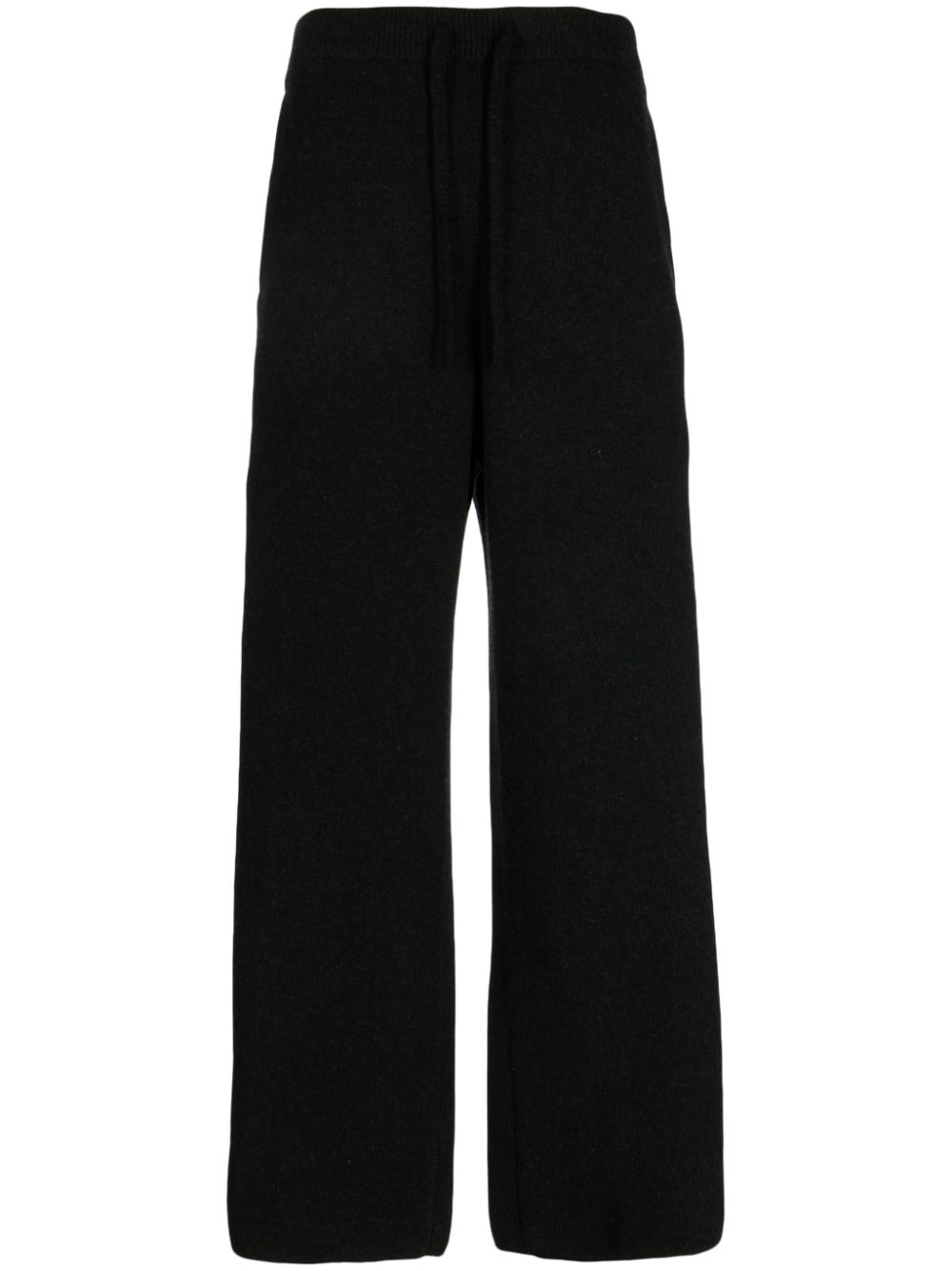 Drawstring waist straight-leg trousers - Black