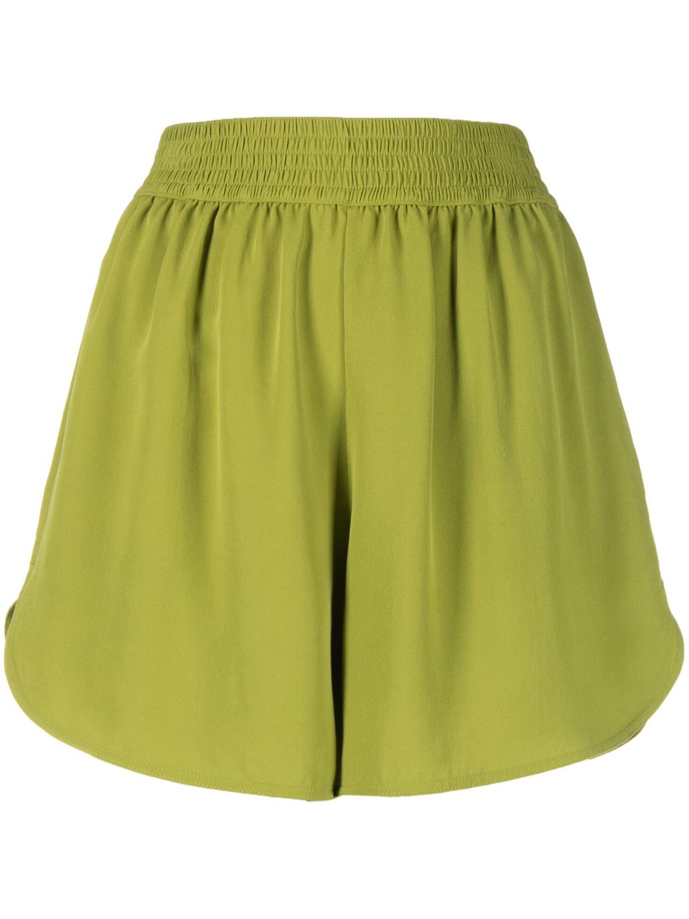 Elasticated-waist silk short shorts - Green