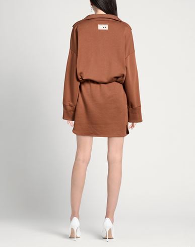 Woman Mini dress Brown Size L Cotton, Polyester