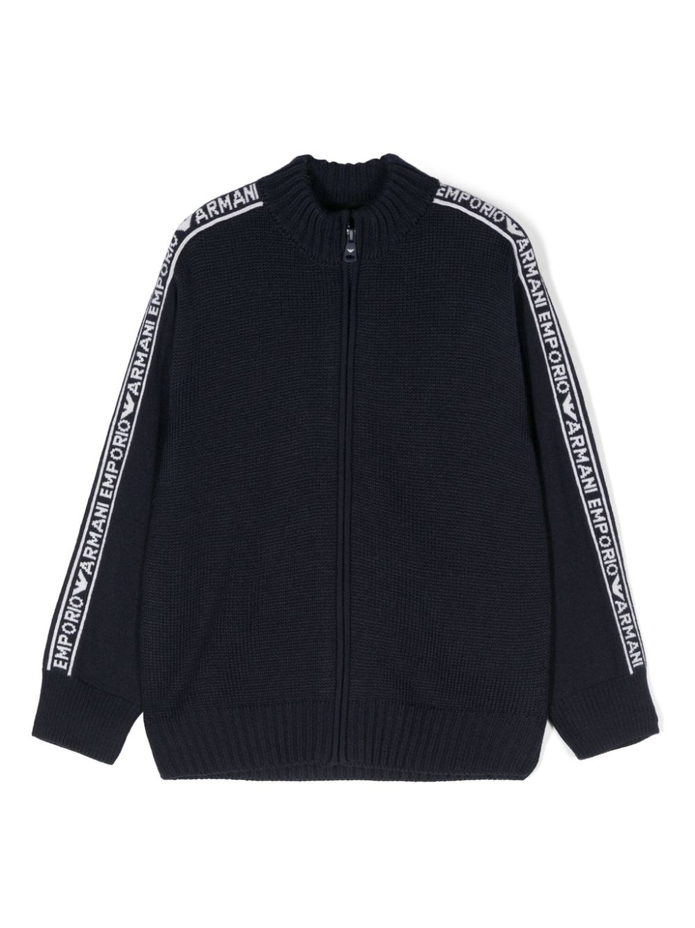 Logo-intarsia zip-up sweater - Blue