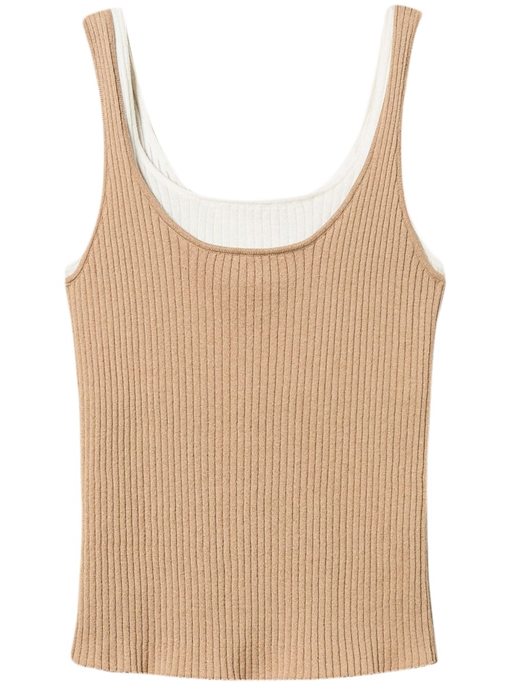Trompe-l'œil fitted knit top - Black