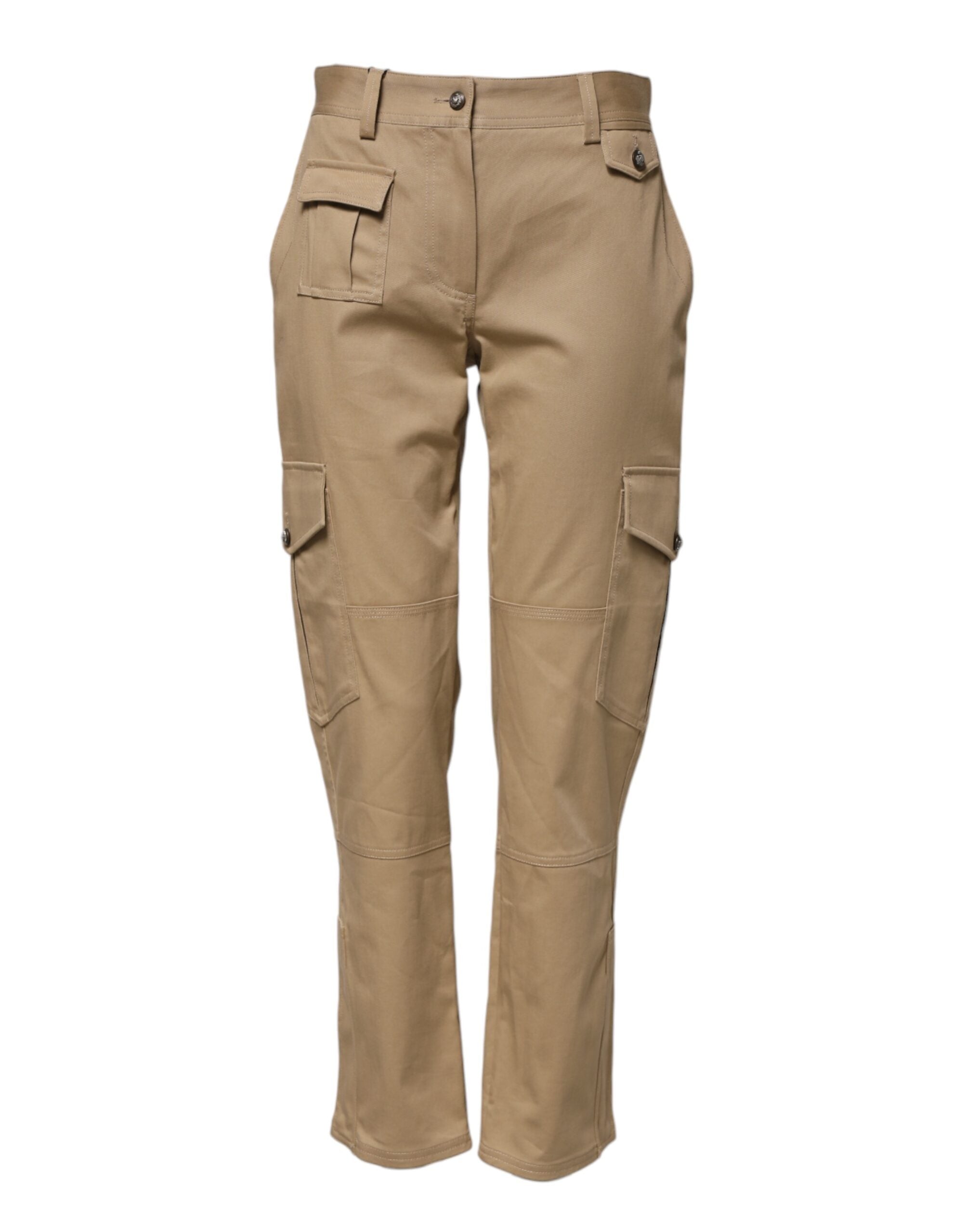 Cotton-Elastane Cargo Cargo Pants — Beige