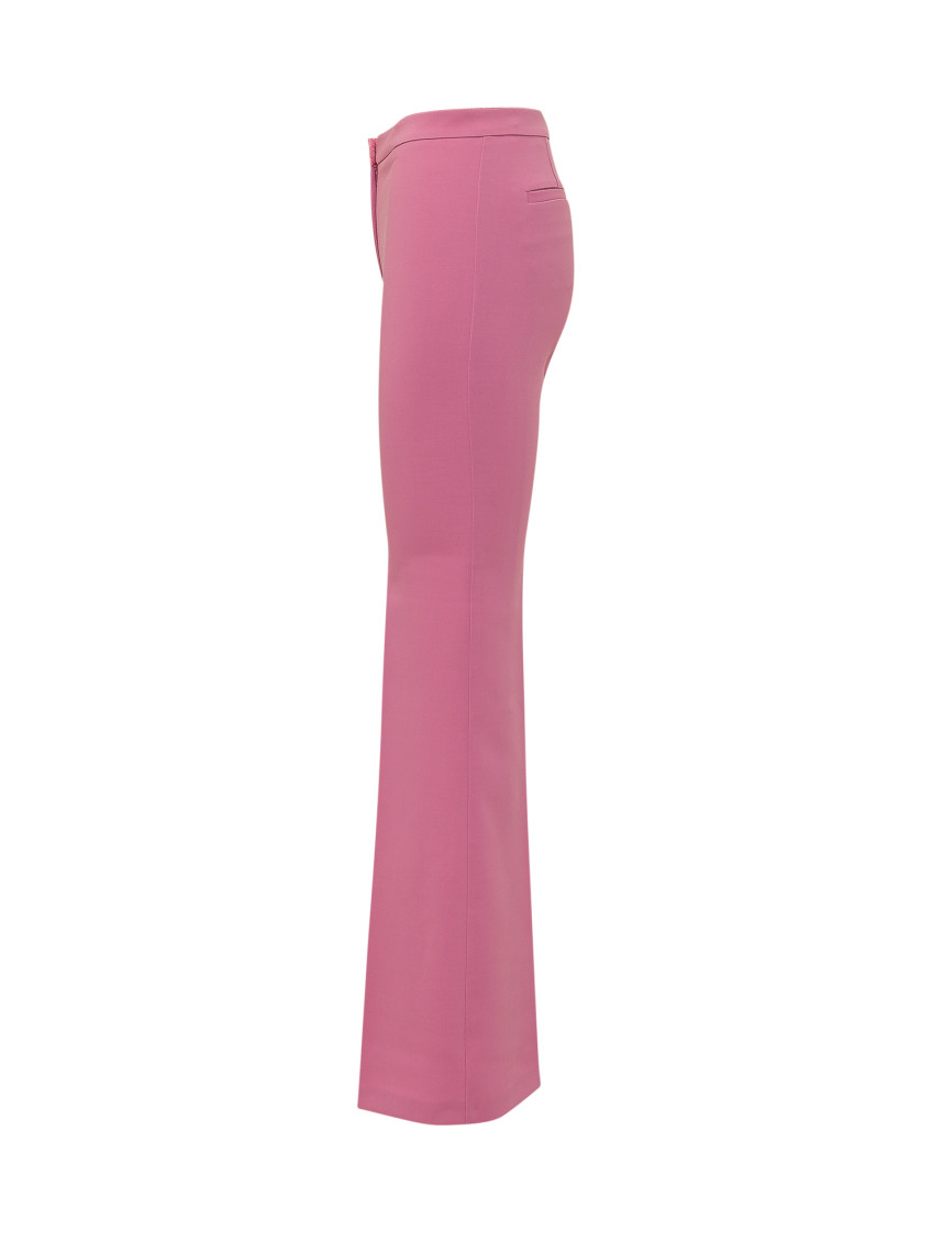 Pink Flared Flat Front Pants
