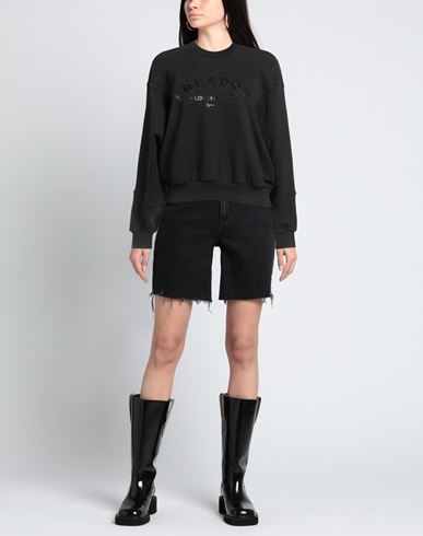 Woman Sweatshirt Black Size M Cotton