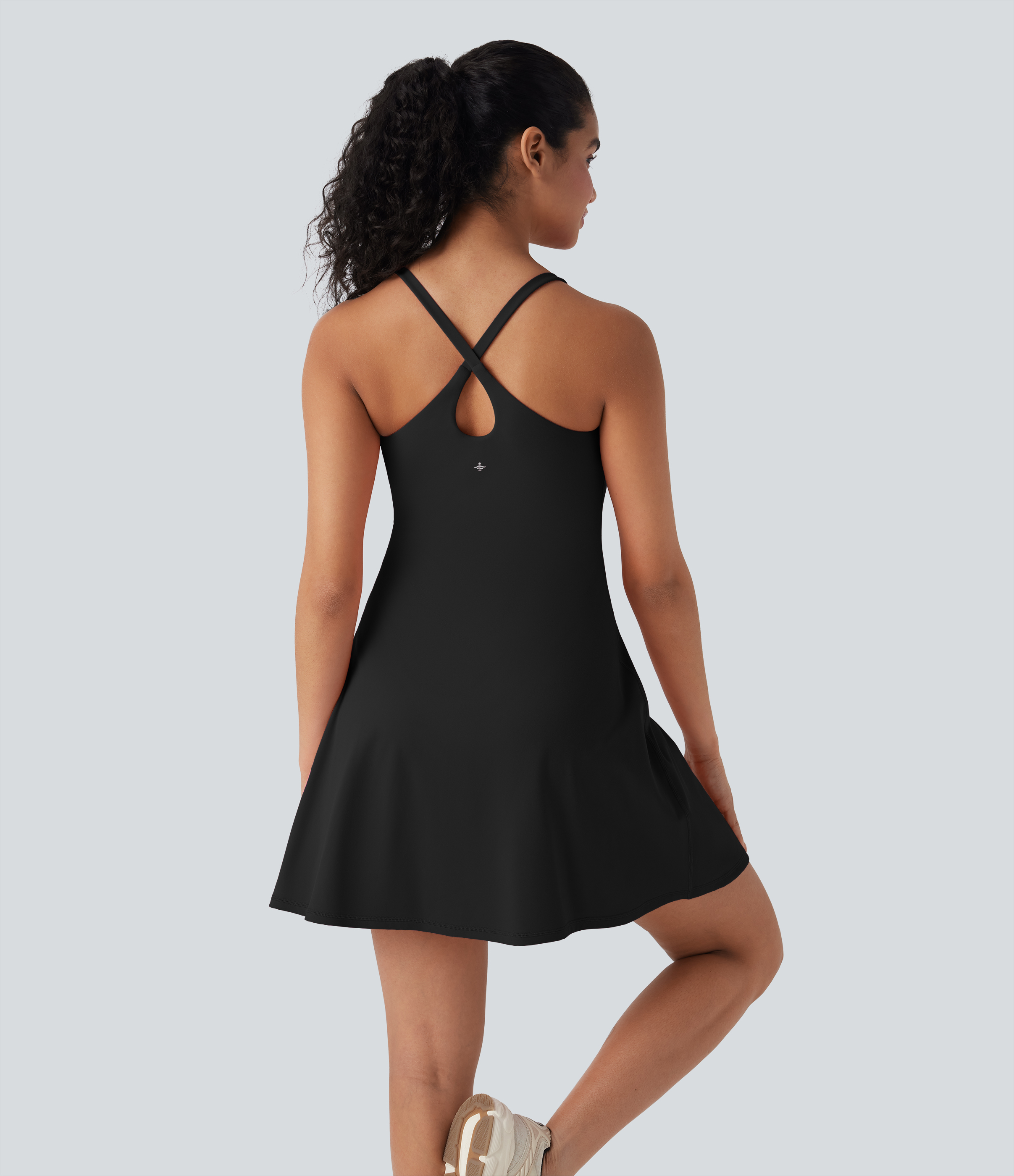 SoftlyZero™ Plush Active Dress-Longer Length-Easy Peezy Edition D-F Cups Workout Dress - Black