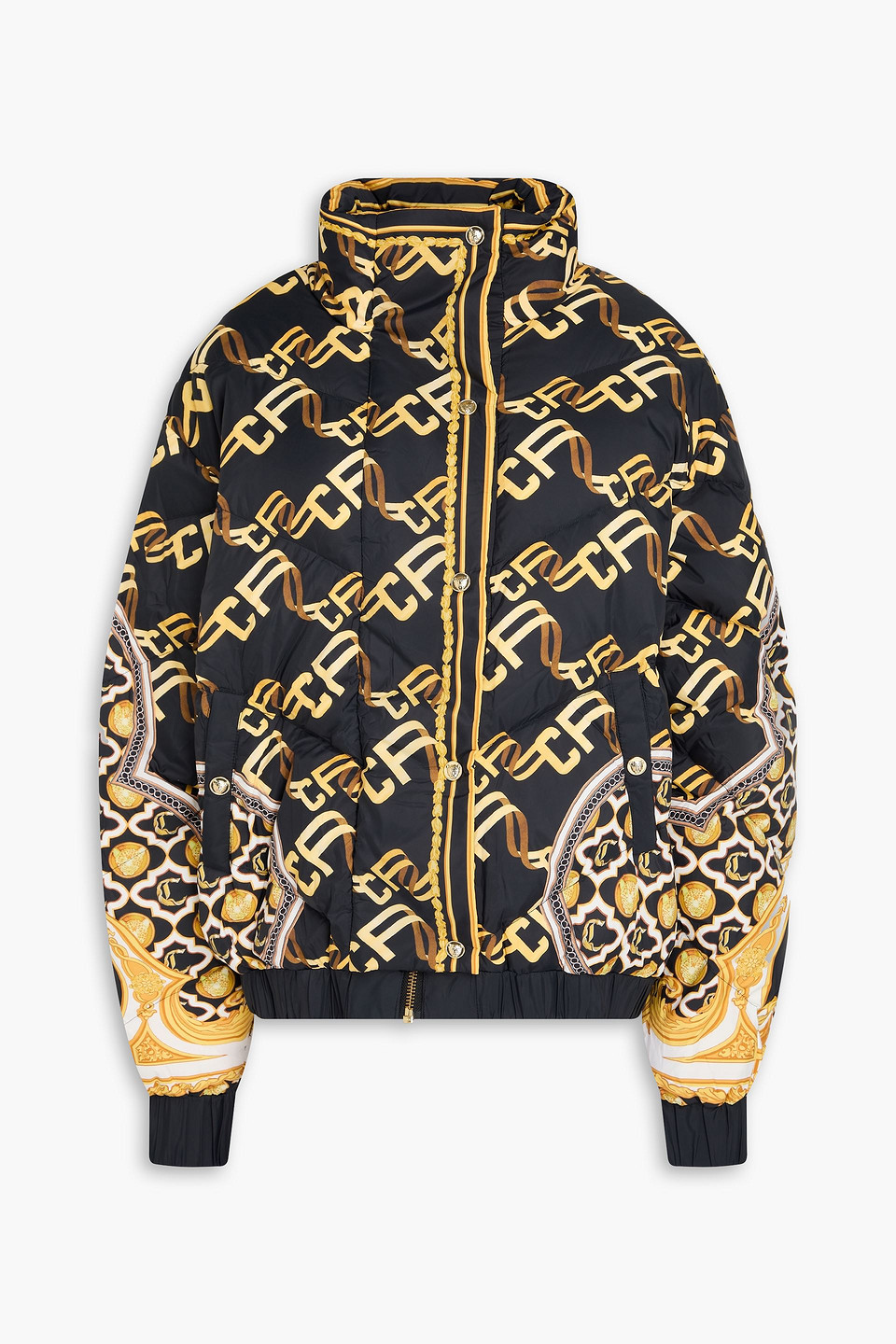 Printed quilted shell down jacket