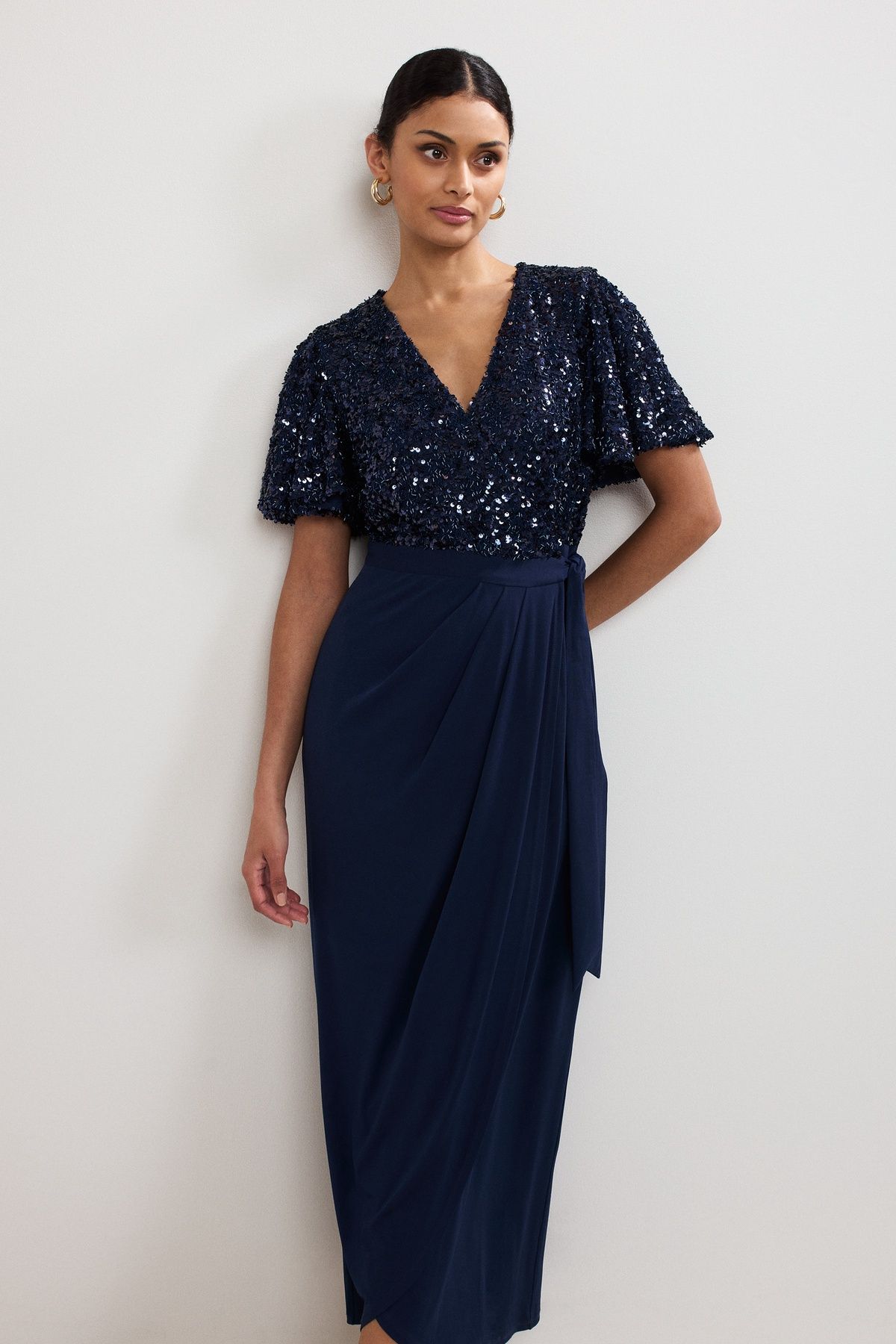 Phase Eight Women's Janessa Sequin Wrap Maxi Dress in Dark Navy
